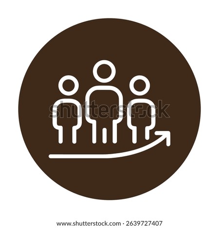 Growing group within a circle. Icon symbol illustration