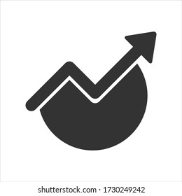 Growing growth bar graph and pie chart icon black colour on a white background. Vector illustration