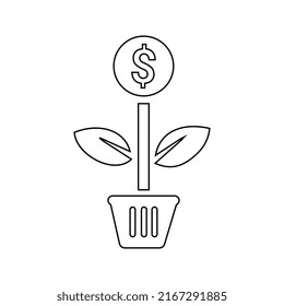 Growing, growth, money icon. Outline Vector.
