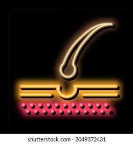 Growing Hair neon light sign vector. Glowing bright icon Growing Hair sign. transparent symbol illustration