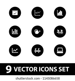 Growing icon. collection of 9 growing filled icons such as watering can, square plant pot, chart. editable growing icons for web and mobile.