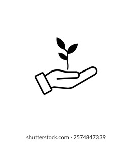 growing icon, hand and plant icon, vector eps 10