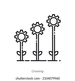Icono de crecimiento. Diseño de icono de estilo de esquema aislado en fondo blanco
