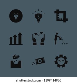 growing icon. growing vector icons set sowing seeds, hand seeds, crop and money ideas