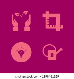 growing icon. growing vector icons set watering can, crop, hands sprout and money ideas