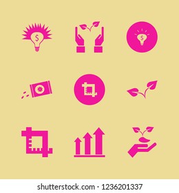 growing icon. growing vector icons set hands sprout, growing graph, hand sprout and crop