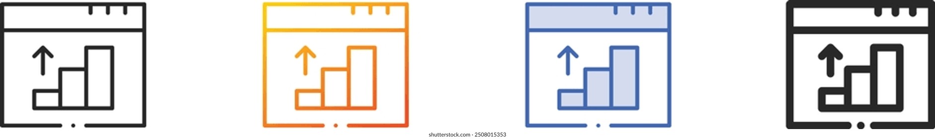 growing icon.Thin Linear, Gradient, Blue Stroke and bold Style Design Isolated On White Background