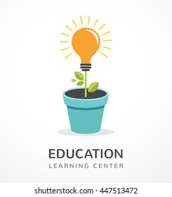 Idea creciente - icono conceptual de la educación, bombilla, ciencia