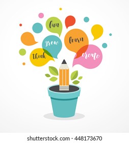 Growing idea - education, creativity and science concept illustration, poster