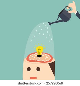 Growing idea in head - Vector concept