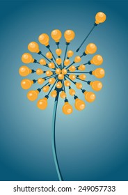 Growing Ideas.  The dandelion is made of light bulbs.