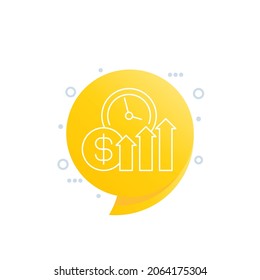 growing income, money line icon, vector