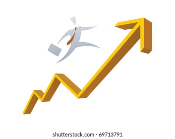 Growing interest rate with businessmen graph vector illustration