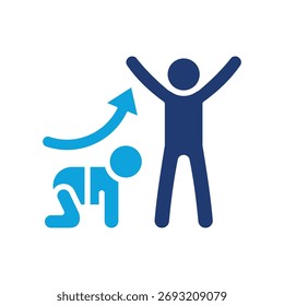 Icono de niños en crecimiento Ilustración vectorial mixta