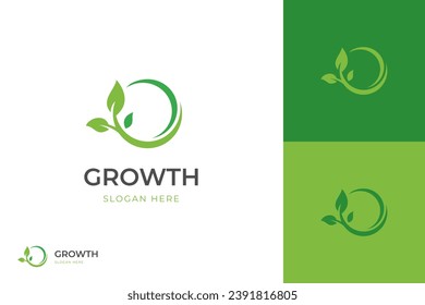 growing leaf logo icon design, circle Earth with plant graphic element, symbol, sign for green Earth Day, nature globe and greening earth logo template