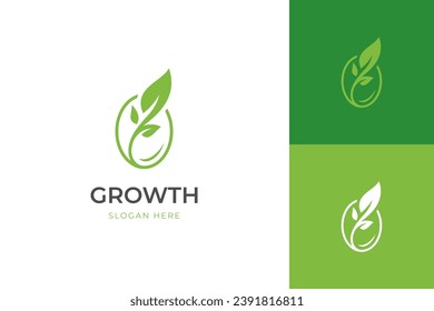 diseño de iconos de logotipo de hoja de cultivo, semilla con elemento gráfico de planta, símbolo, signo para el Día de la Tierra verde, globo natural y plantilla de logotipo de tierra verde