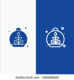 Growing, Leaf, Plant, Spring Line and Glyph Solid icon Blue banner Line and Glyph Solid icon Blue banner. Vector Icon Template background