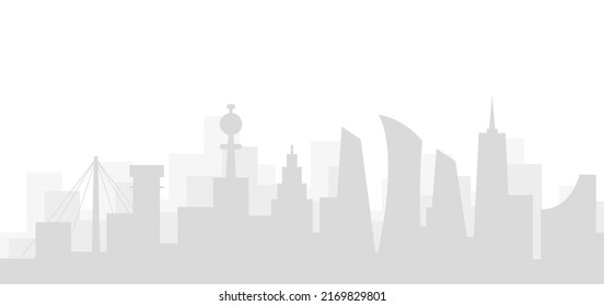 Growing metropolis. cityscape with futuristic urban architecture and cranes. Vector illustration,