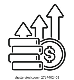 Growing money with increasing arrows showing financial success concept