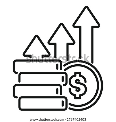 Growing money with increasing arrows showing financial success concept