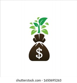 Plantilla de diseño de vectores con logotipo de dinero en crecimiento