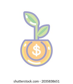 growing money plant icon isolated