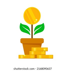 growing money plant logo icon vector illustration