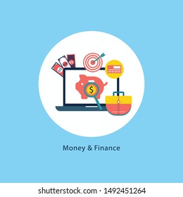 Growing money tree vector illustration. Businessman hand watering money tree
