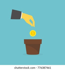 Growing money tree. Vector illustration.