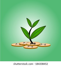 Growing money, vector illustration 