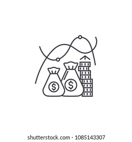 growing money vector line icon, sign, illustration on background, editable strokes