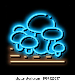 growing mushroom neon light sign vector. Glowing bright icon growing mushroom sign. transparent symbol illustration