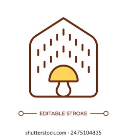 Growing mushrooms indoors RGB color icon. Indoor cultivation. Watering mushrooms in greenhouse. Farming techniques. Isolated vector illustration. Simple filled line drawing. Editable stroke