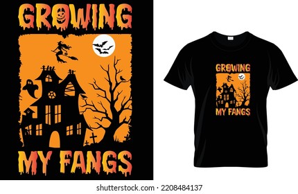 growing my fangs Halloween t shirt design template