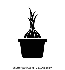 Growing onion leaves icon design. Onion stem root icon. isolated on white background. vector illustration