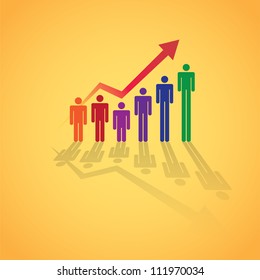 Growing people in graph concept, illustration
