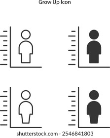 crescente ícone de pessoas animação Medindo altura ícone do corpo, ilustração do conceito de teste de altura.