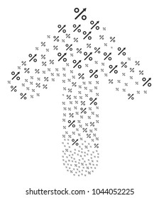 Growing Percent pattern created in the collection of up move arrow. Up move arrow composition composed from growing percent pictograms.