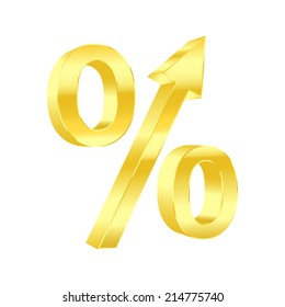 Growing percent symbol. Vector illustration.