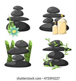 Growing piled up pebbles on white background
