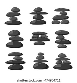 Growing piled up pebbles on white background