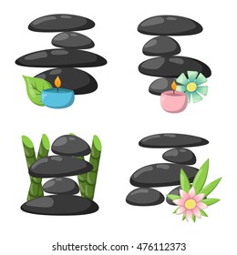 Growing piled up pebbles on white background