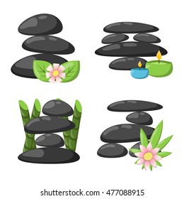 Growing piled up pebbles on white background