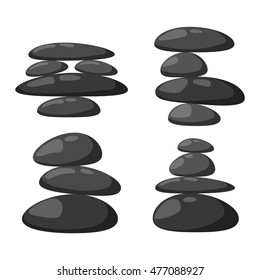 Growing piled up pebbles on white background