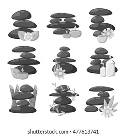 Growing piled up pebbles on white background
