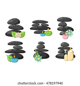 Growing piled up pebbles on white background