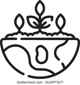 Growing plan in the globe icon, save the nature illustration. Earth day template. EPS