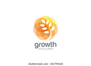 Growing Plant abstract Logo design vector template.
Negative space Sprout Logotype concept icon.