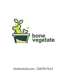 ilustración de icono del logotipo de plantas y huesos en crecimiento