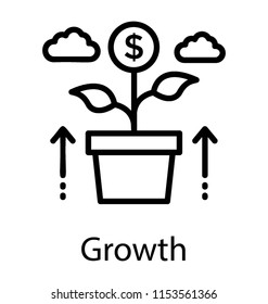
A growing plant with the dollars on leaves depicting business growth 

